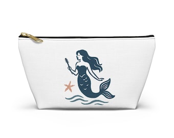 Pochette pour accessoires sirène, trousse de maquillage sur le thème de la mer, organiseur de voyage, cadeau pour les amoureux de la plage, trousse à cosmétiques mignonne