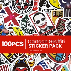 100PCS Cool Waterproof Stickers Fun Colors Sticker Pack Skateboard Laptop Car Stickerstudio.co