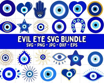 Evil Eye SVG Bundle: Ojo Turco, Hamsa, Clipart (Instant Download