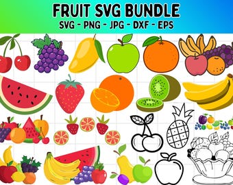 Tropical Fruit SVG Bundle, Apple, Watermelon, Cricut (Commercial Use, Instant Download)