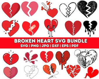 Broken Heart SVG Bundle: Clipart, Cricut Files (Digital File)