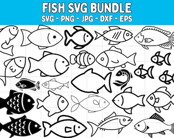 Fish SVG Bundle, Fish PNG Bundle, Fish Clipart, Fish SVG Cut Files for ...
