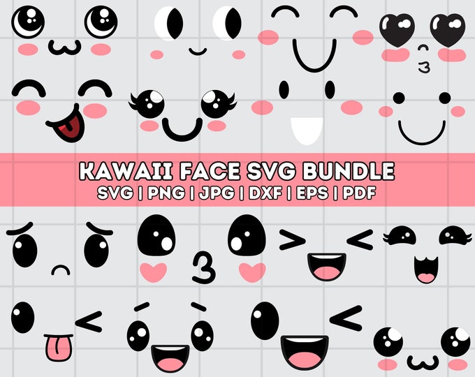 Kawaii Face Svg, Cute Face Clipart, Cartoon Face Svg, Cute Face Svg ...