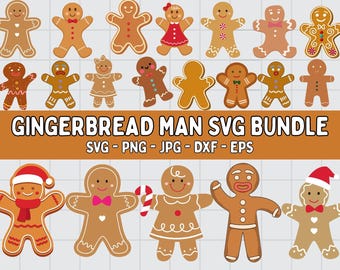 Gingerbread Man SVG Bundle: Christmas Cut Files (Digital Download