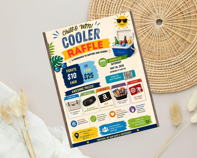 Editable Cooler Raffle Ticket Fundraiser Flyer (digital Template) - Etsy
