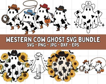 Western Cowboy Ghost SVG: Retro Halloween Clipart (Digital)