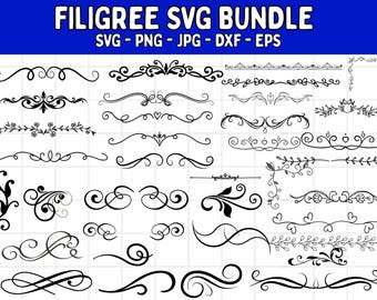 Filigree Scroll SVG Bundle: Laser Engraving Design (Digital Download)