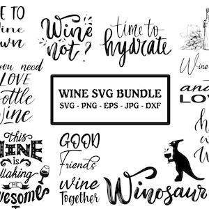 Wine Sayings SVG Bundle: Funny Wine Quotes, Cricut Files (Digital Download)