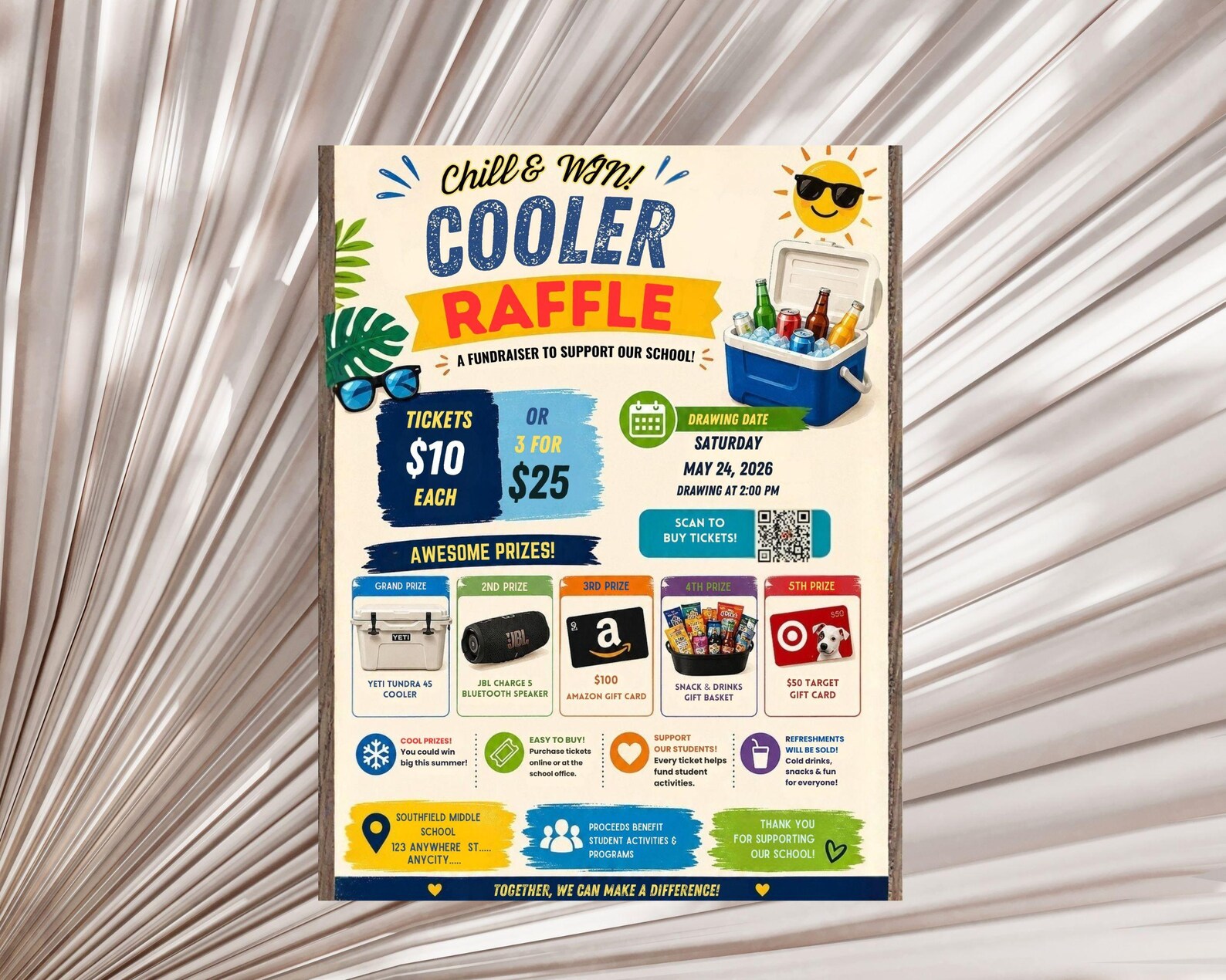 Editable Cooler Raffle Ticket Fundraiser Flyer (digital Template) - Etsy