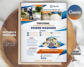 Pressure Washing Flyer Template | Editable Canva Marketing Flyer (8.5x11 Inches)