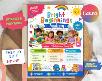 Child Care Service Flyer, Editable Daycare Template, Childcare Flyer, Babysitter Flyer, Admission Flyer, Preschool Flyer, Kids Care Template