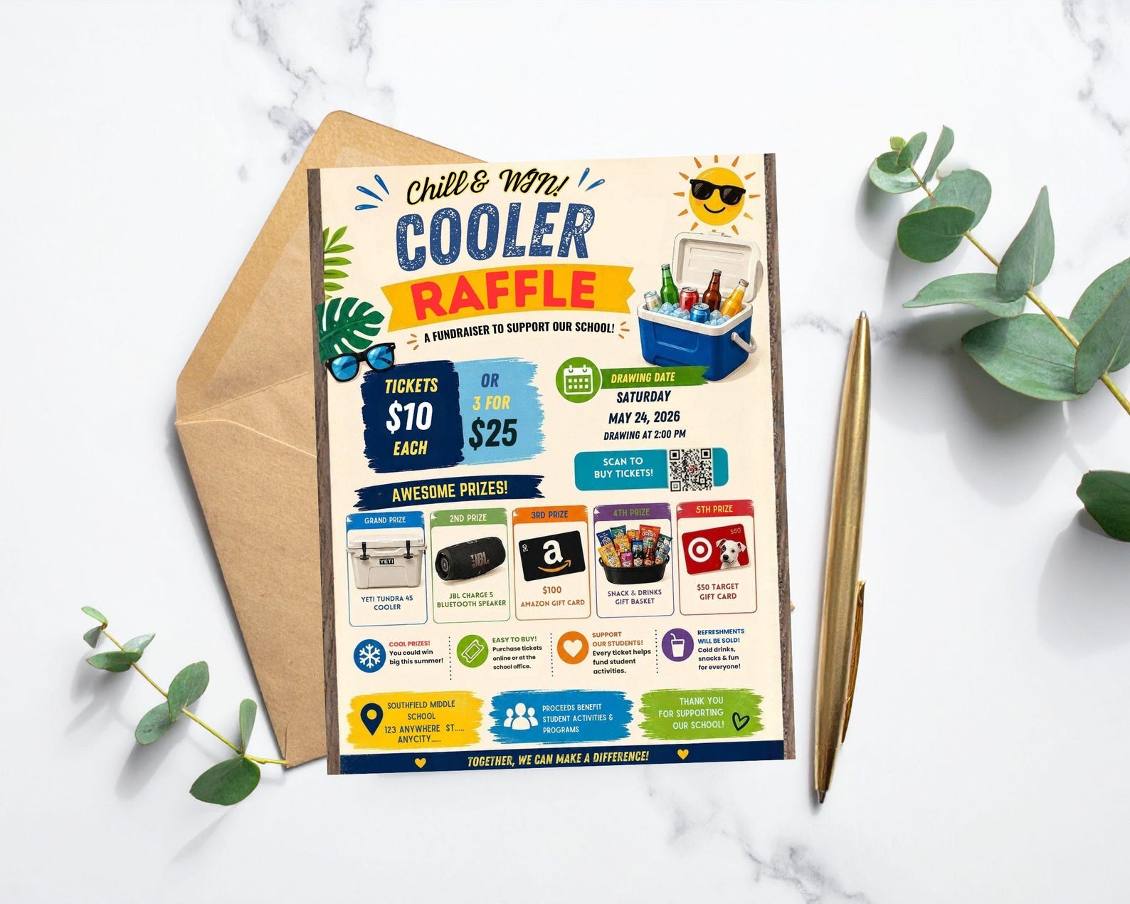 Realtor Cooler Raffle Editable Cooler Raffle Ticket Fundraiser Flyer (digital Template) - Etsy