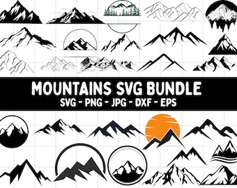 Mountain Forest SVG Bundle, Hand Drawn Cut Files (png, dxf, eps)