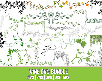Vine Silhouette SVG: Leaf Vines Vector Graphics (PNG, DXF)