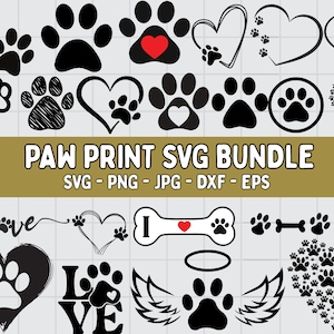 Paw Print SVG Bundle: Dog, Cat, Animal - Cut Files (Digital Download)