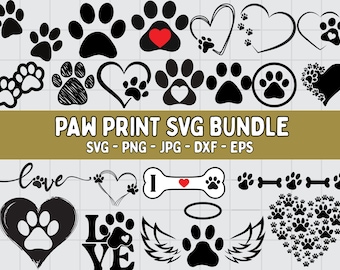 Paquete SVG de huellas de patas: perro, gato y animal - Archivos de corte (descarga digital)