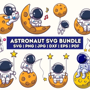 Astronauta Svg Png Bundle, Astronauta con cohete svg, niño astronauta svg, Universo Svg, Spaceman svg, Espacio SVG