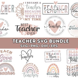 Teacher SVG Bundle: School Designs, Teacher Shirt, Cricut Cut Files ...