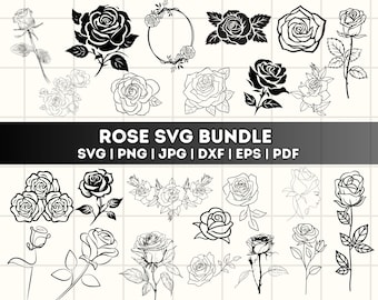 Rose SVG Clipart Bundle: Flowers Cut Files for Cricut (Digital Download)