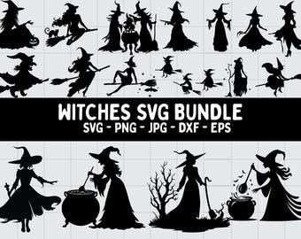 Witch SVG Bundle: Halloween Clipart, Silhouette, Cut Files (Instant Download)