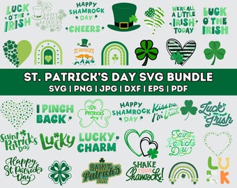 St Patricks Day SVG Bundle, Irish Shamrock, Lucky Charm Shirt (Digital Download)