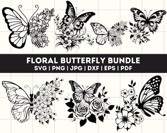 Floral Butterfly SVG Bundle: Wildflower Shirt PNG (Digital Files)