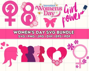 国際女性デー SVG バンドル: T シャツ デザイン (デジタル ダウンロード)