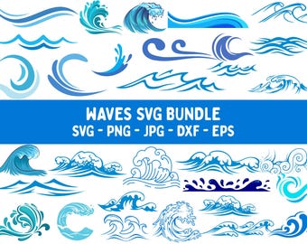 Paquete SVG de olas oceánicas: archivos de corte náuticos (descarga digital)
