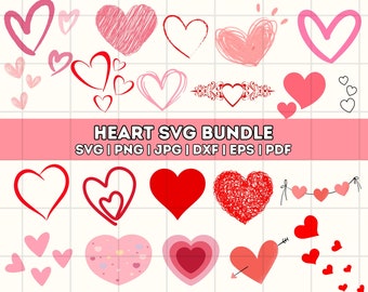 Hand Drawn Heart SVG Bundle: Doodle & Sketch Designs (Digital Download)