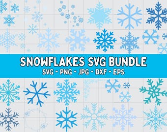 Sneeuwvlok SVG-bundel: wintergesneden bestanden voor Cricut, Silhouette, Glowforge