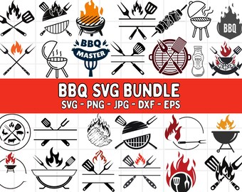 BBQ SVG Bundle: Grilling Clipart, Kitchen Cut Files (Digital Download)