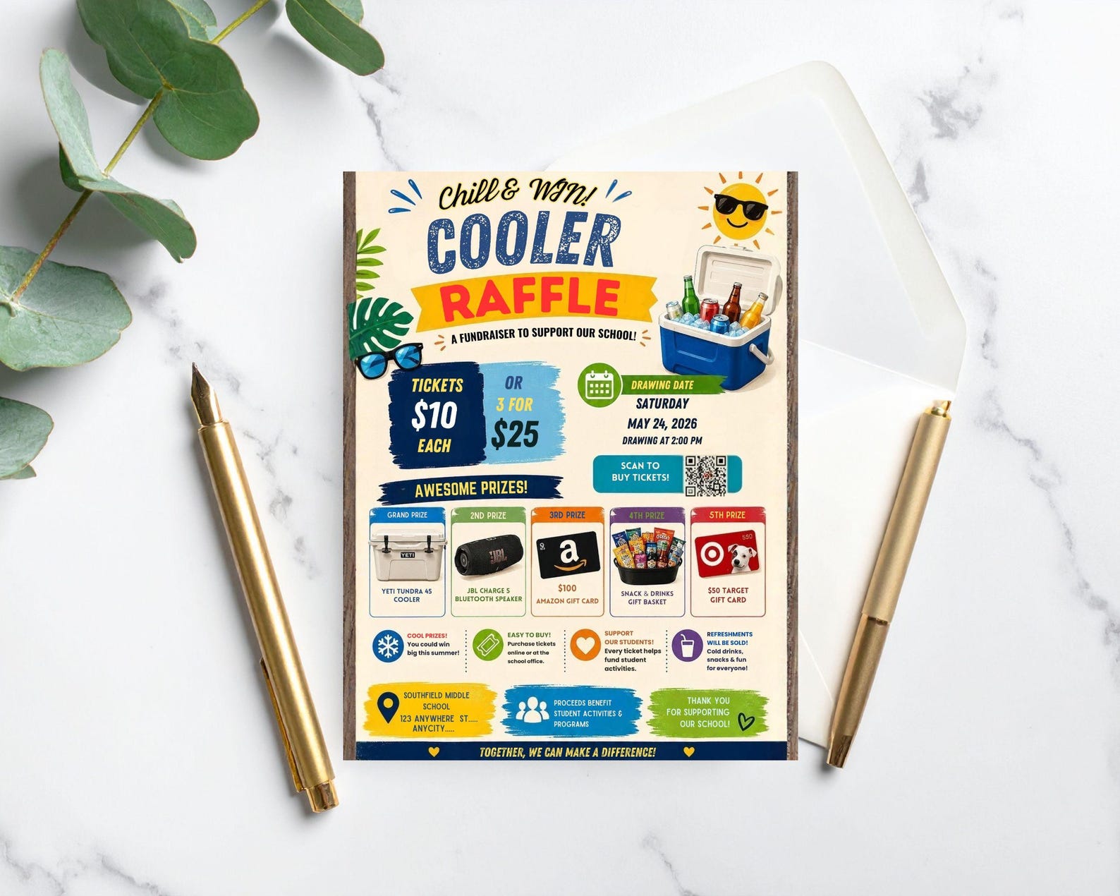 Cooler Raffle Sticker Editable Cooler Raffle Ticket Fundraiser Flyer (digital Template) - Etsy