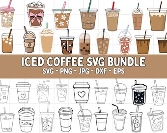Clipart Iced Coffee Cup: SVG, PNG, pdf-bestanden (digitale download)