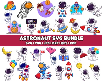 Astronauten-Svg-Png-Bundle, Astronaut mit Rakete svg, Kind Astronaut svg, Universum svg, Spaceman svg, Space SVG