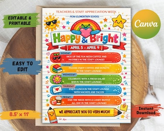Teacher Appreciation Week Flyer | Editable Canva Template (8.5x11 Inches)