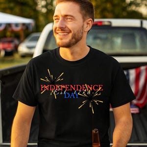Fireworks Independence Day Est 1776 Unisex Garment-Dyed TShirt, 4th of July Tee, Patriotic Shirt, Vintage American Apparel, USA Celebration