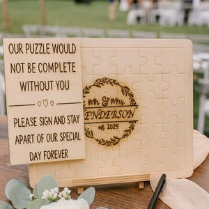 Hochzeits-Puzzle-Gästebuch - Einzigartige kundenspezifische Jigsaw-Gästebuch Alternative - Personalisierte Holz-Gäste
