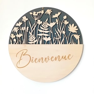 Panneau Mural Décoratif En Bois Imprimé - Veuillez Vous Asseoir - Bleu/noir 11.5x6 Pouces