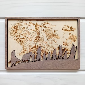 Décor mural Seigneur des anneaux situant la communauté sur la carte de la terre du Milieu une idée cadeau pour les fans de Tolkien
