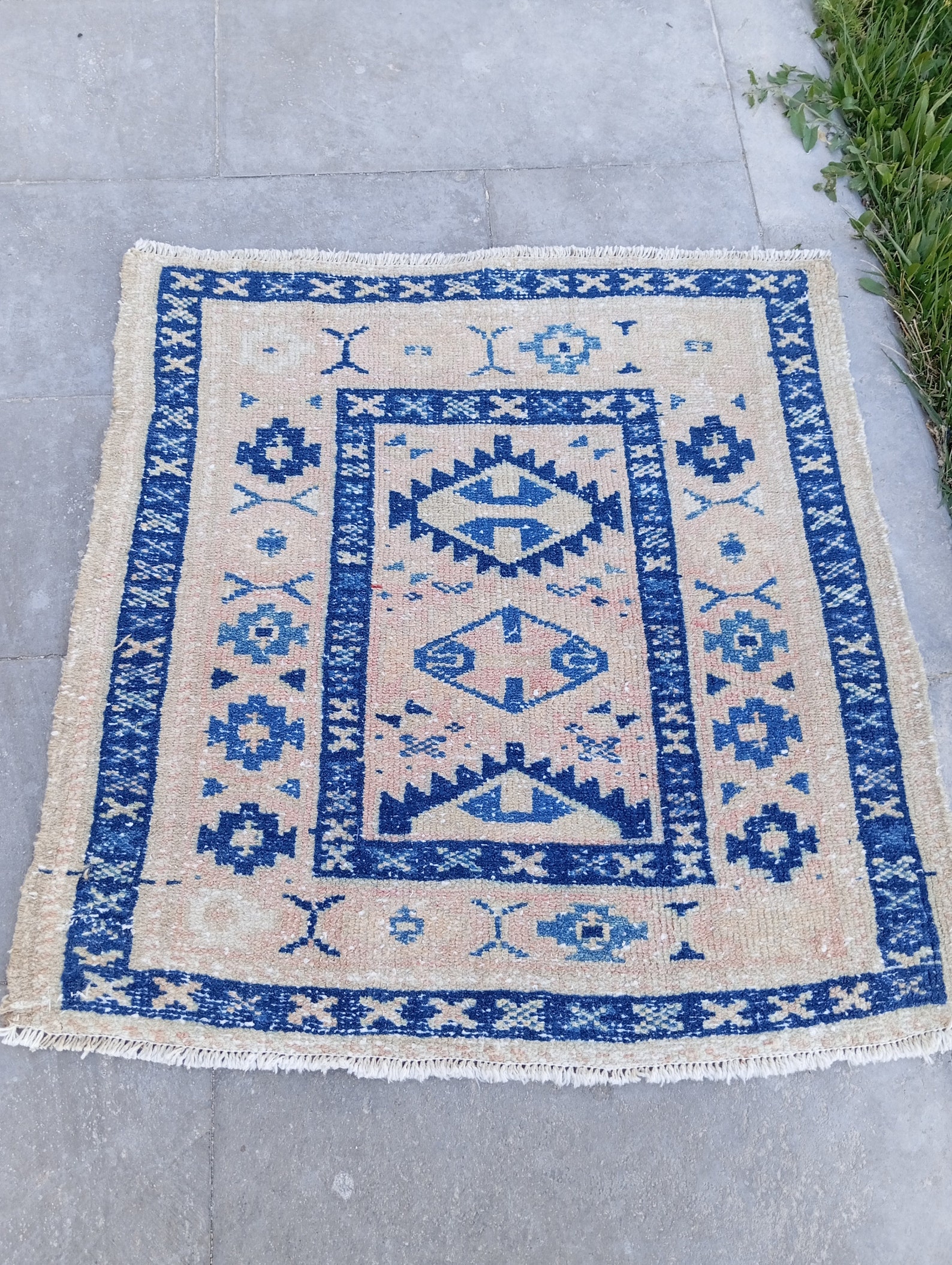 Square Rug Small, Vintage Rug 3x3, Bath Mat Rug 3x3, Turkish 3x3 Oushak ...