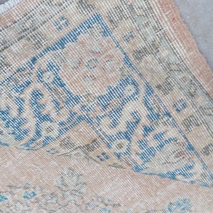 Vintage Turkish Oushak Rug 6.11x10.4 Ft: 1970s Wool Area Rug