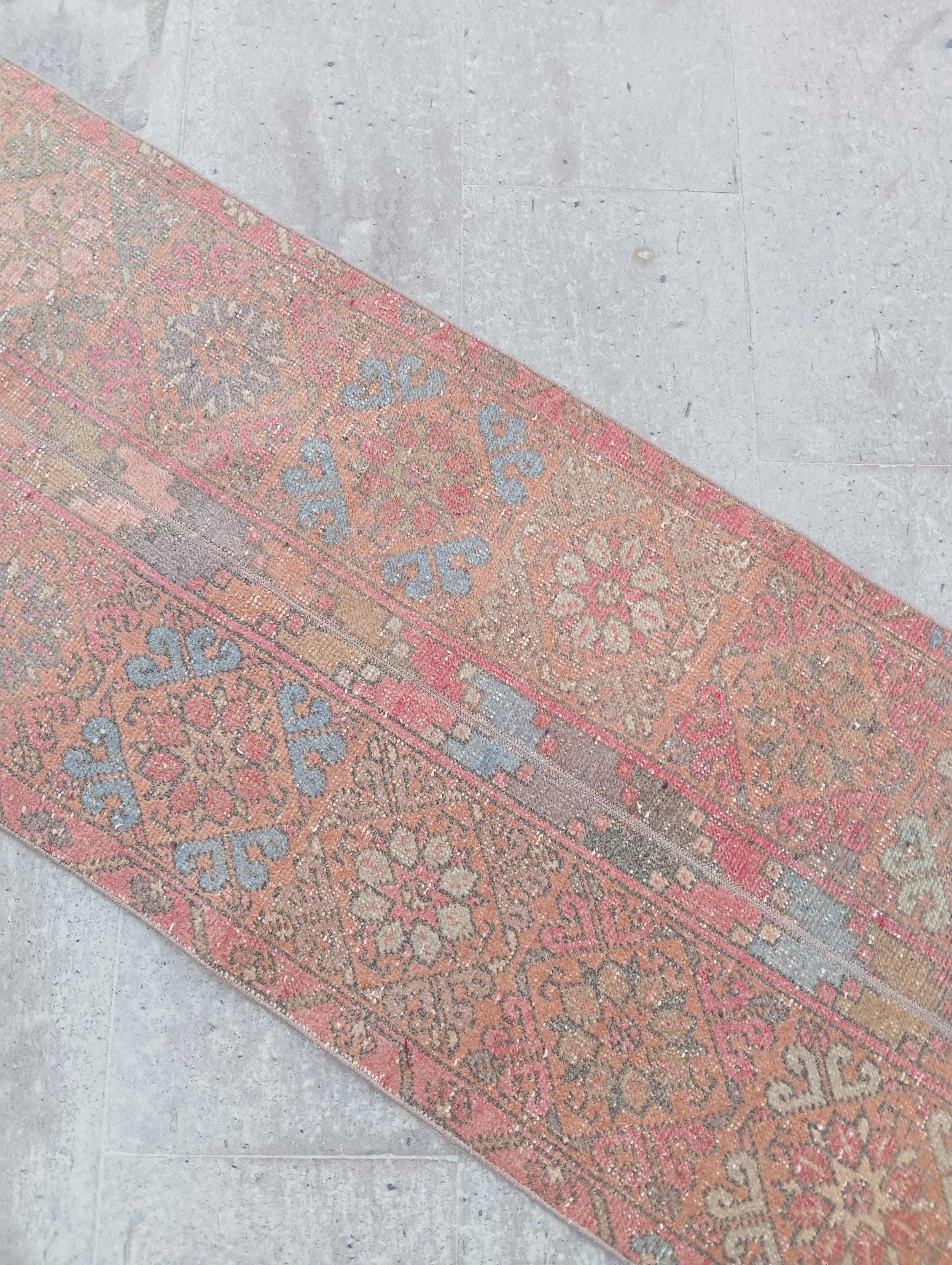 Vintage Turkish Runner Rug: Patchwork Entryway Carpet, 2x23.9 Ft