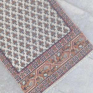 Vintage Turkish Wool Runner Rug, 1.9x5.4 Handmade Entryway Carpet Rug Tax Free USA