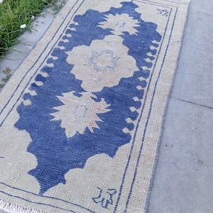 2x4 Vintage rug blue Rug, Doormat Rug, Small Turkish Rug, Handmade Rug Entrance Decor, Outdoor Rug, Mini Small Rug Decor Rug, 2x4