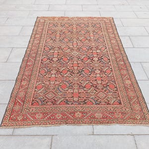Vintage Heriz Rug 4x6: Vibrant Turkish Kurdish Rug, 1970s