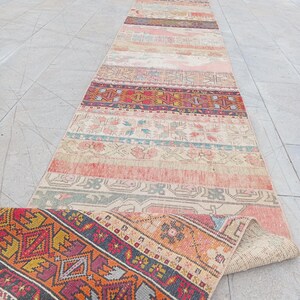 3x20 Vintage Turkish Runner Stair Rug. Corridor Runner Blue Wool Home Decor Rugs, 2.6x20 feet