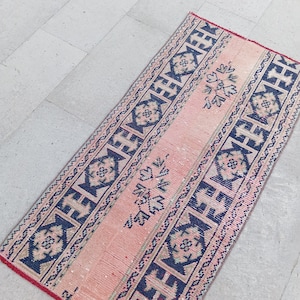 2x5 TURKISH VINTAGE RUG, 2x5 small runner,2x5 rug,Oushak Handmade Wool rug,Turkish Rug,Vintage Wool Rug,Unique Rug,passenger rug,2.3x4.6 ft