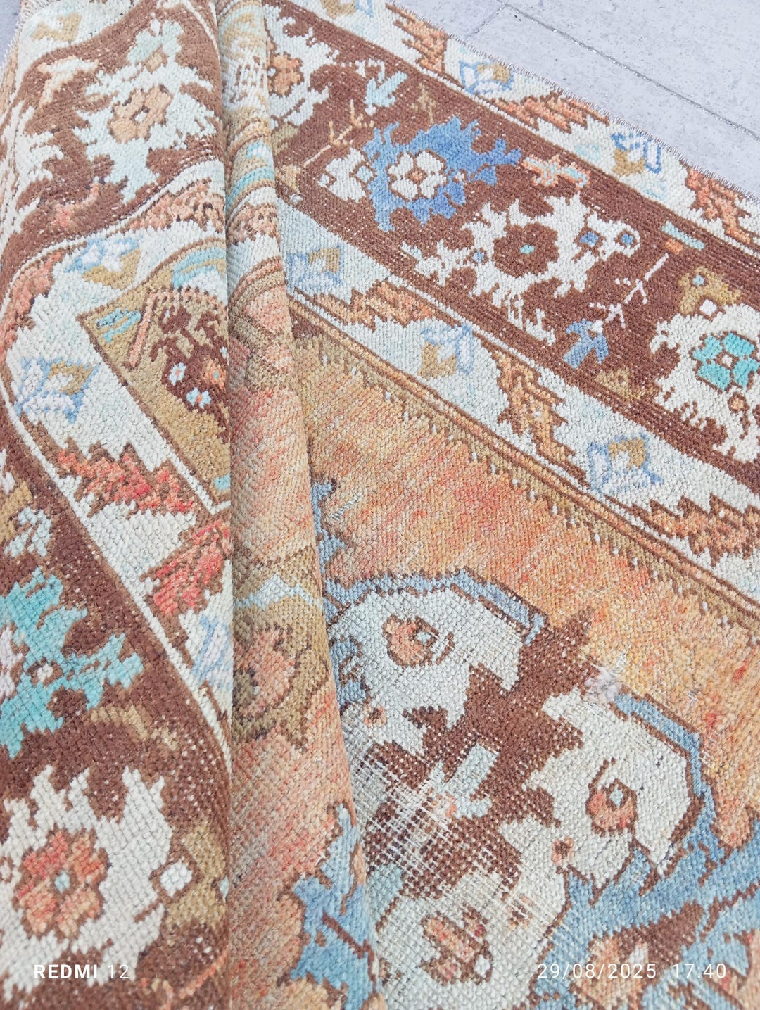 ⚪︎1970s rug⚪︎197×114cm　トルバトヘイダリエ エルサリ ヴィンテージラグ | トルコ・カイセリ No.01 | 黄色 | 223 × 146 – tiflo