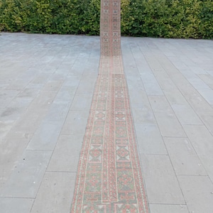 Vintage Turkish Runner Rug: 2x22 Entryway Corridor Rug