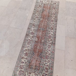 TURKISH VINTAGE RUG, 2x7 small runner,2x7 rug,Oushak Handmade Wool rug,Turkish Rug,Vintage Wool Rug,Unique Rug,passenger rug, 1.11x6.8 feet